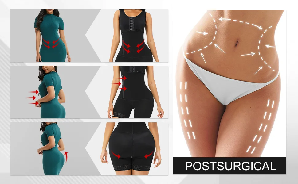 BOSSELI SHAPEWEWAR Deep Skin and Black Color Full Bodysuit Body Shaper Glue Zipper.