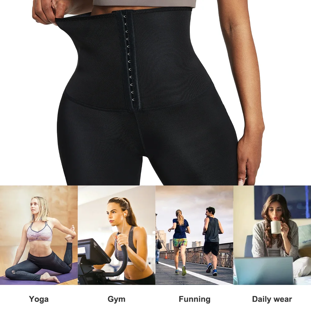 BOSSELI SHAPEWEAR High Waisted Leggings 2 Waistbands Tummy Control Shaper Sauna