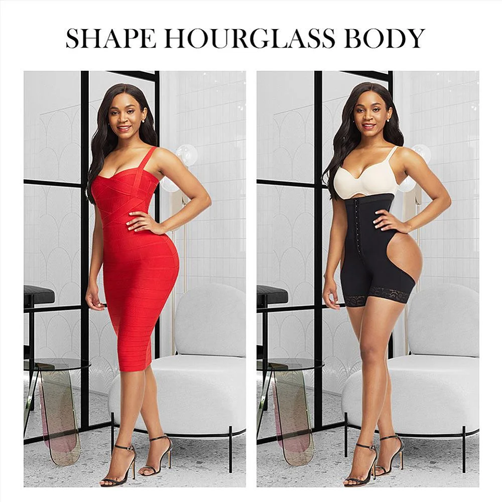 BOSSELI SHAPEWEAR Black High Waist Open Butt Shapewear Shorts.
