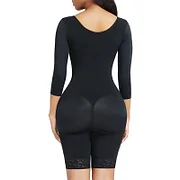 Bosseli Shapewear Lace Trim Hourglass Post-surgical Body Shaper With Sleeves Good Elastic.