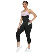 BOSSELI SHAPEWEAR 2 In 1 PU Coated Lining Single Waistband Neoprene Waist Trainer Leggings.