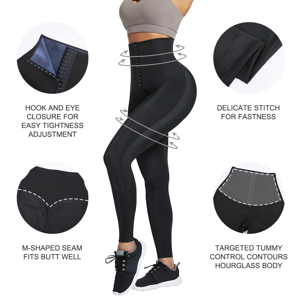 BOSSELI SHAPEWEAR High Waisted Leggings 2 Waistbands Tummy Control Shaper Sauna