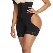 BOSSELI SHAPEWEAR Black High Waist Open Butt Shapewear Shorts.