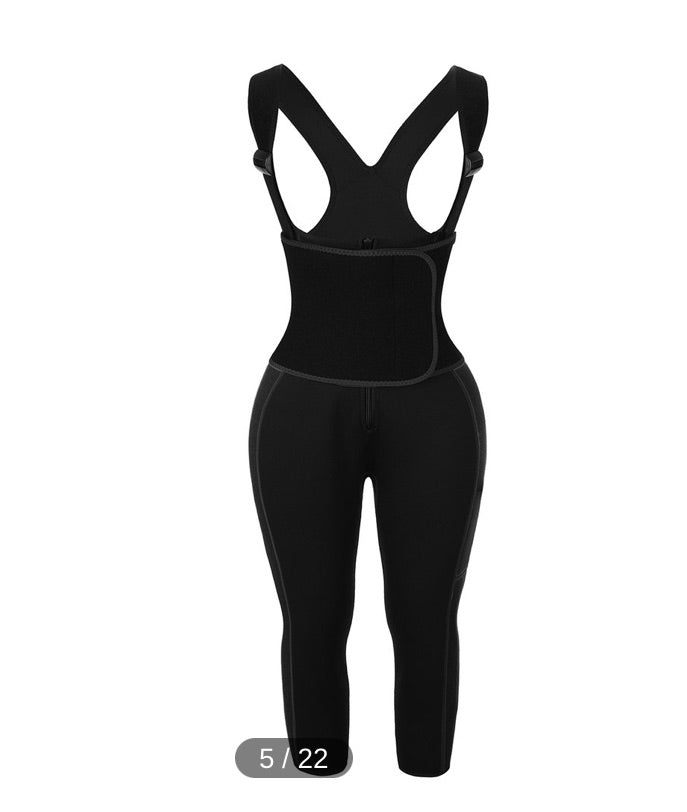 BOSSELI SHAPEWEAR Black Neoprene Adjustable Fitness Full Body Waist Trainer.