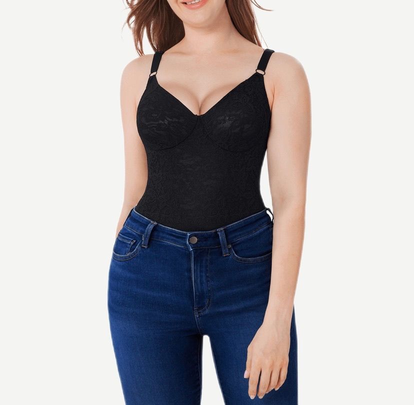 One-piece V-neck Abdominal Shaping Lace Bodysuit