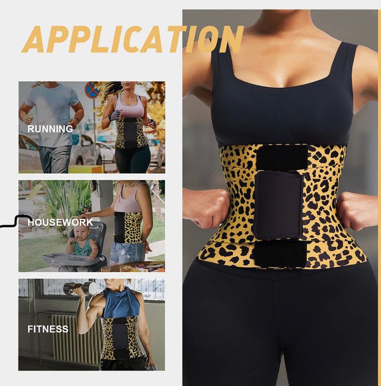 Leopard Print Neoprene Queen Size Tummy-Control Adjustable Waist Trainer Belt