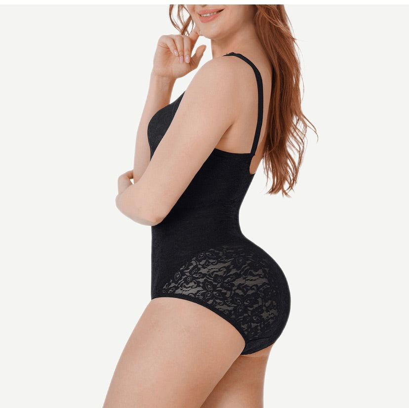 One-piece V-neck Abdominal Shaping Lace Bodysuit