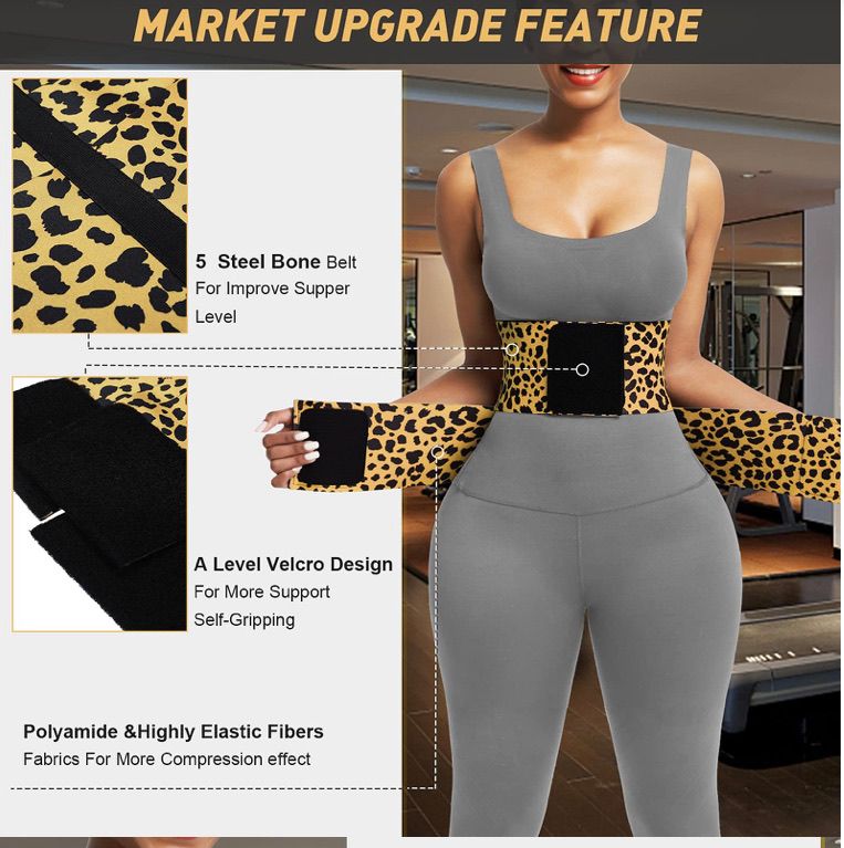 Leopard Print Neoprene Queen Size Tummy-Control Adjustable Waist Trainer Belt