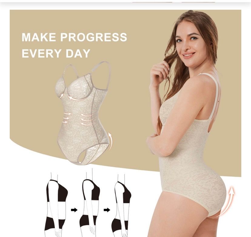One-piece V-neck Abdominal Shaping Lace Bodysuit