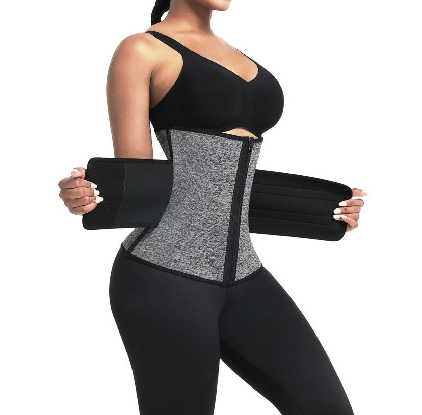 BOSSELI SHAPEWEAR Neoprene Waist Trainer 6 Steel Bones Single-Belt with Hooks Zipper