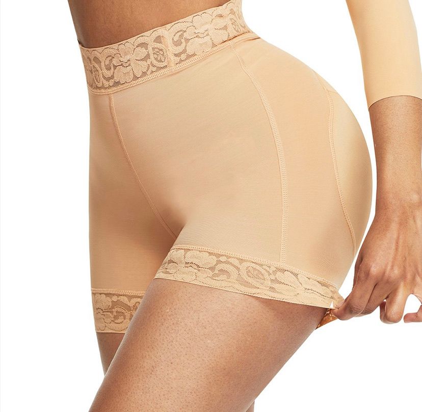Lace Trim Stomach Control Middle Waist Shorts Shape Wear