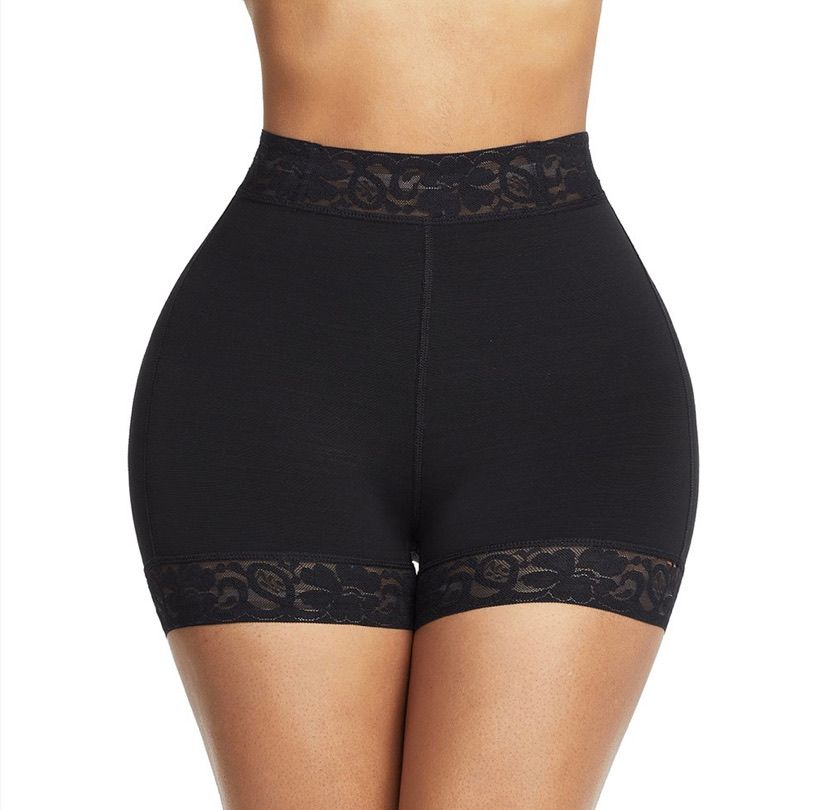 Lace Trim Stomach Control Middle Waist Shorts Shape Wear