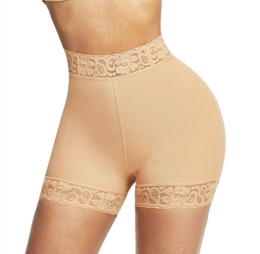 Lace Trim Stomach Control Middle Waist Shorts Shape Wear