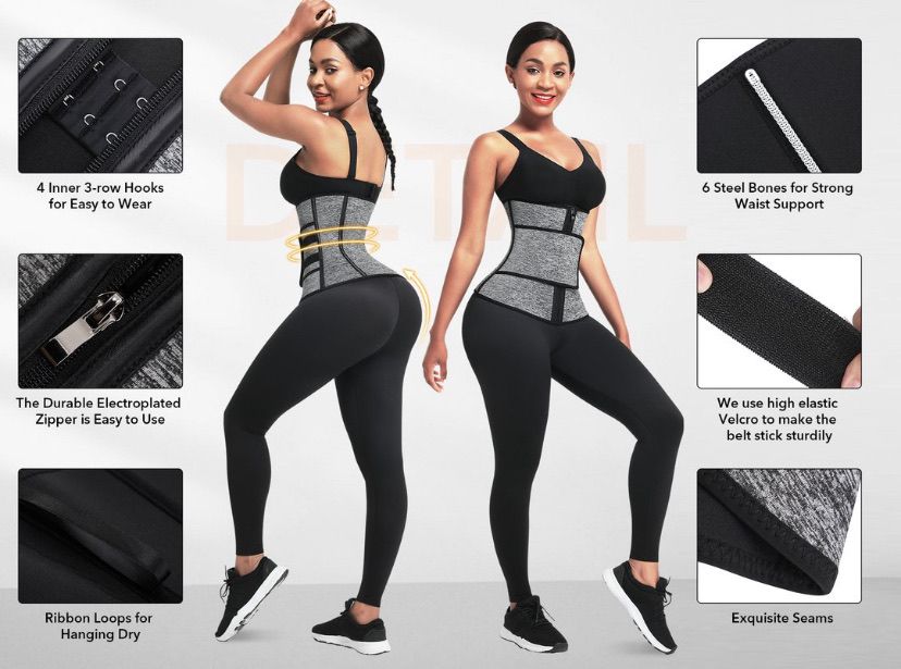 BOSSELI SHAPEWEAR Neoprene Waist Trainer 6 Steel Bones Single-Belt with Hooks Zipper