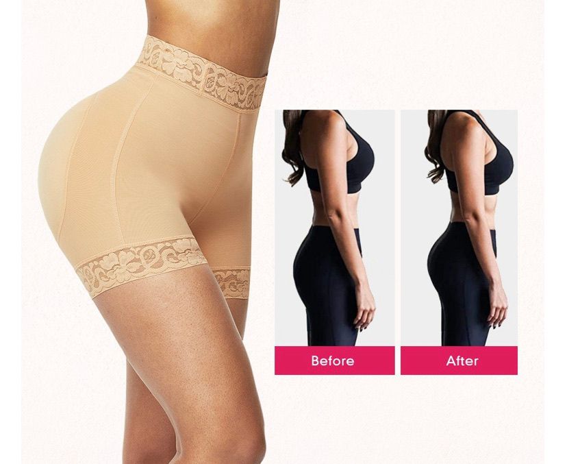 Lace Trim Stomach Control Middle Waist Shorts Shape Wear