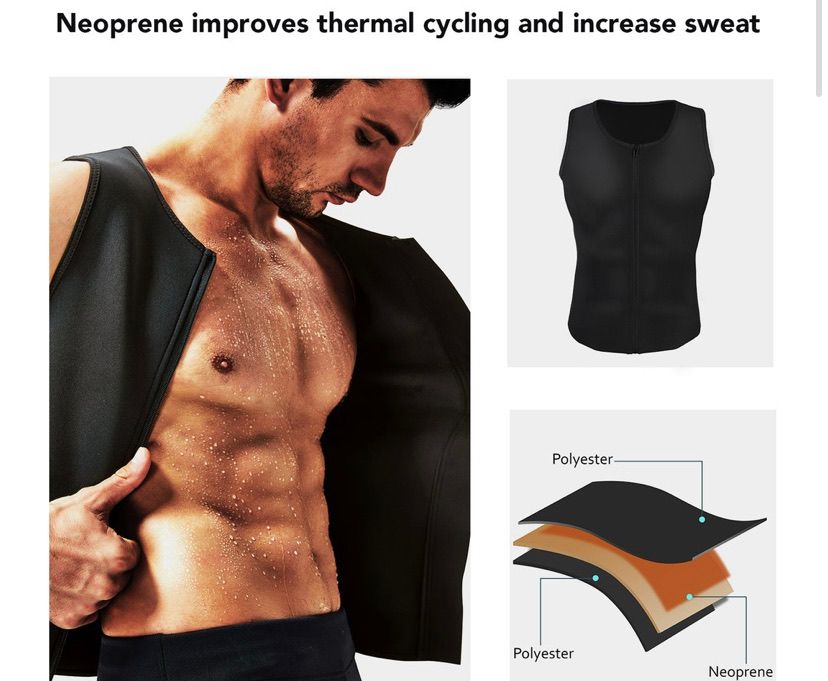 BOSSELI SHAPEWEAR Black Suit for Men Waist Trainer Vest Workout Gym Sauna Suit Zipper Tank Top.