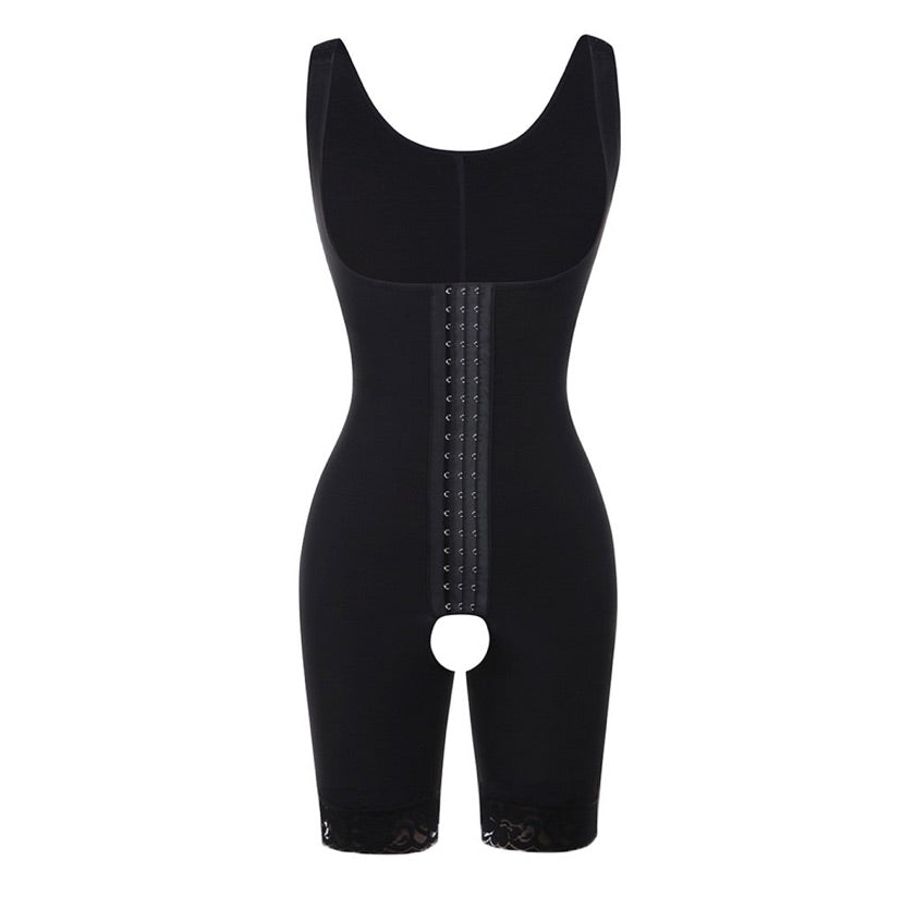 Black Hook Open Crotch Underbust Bodysuit