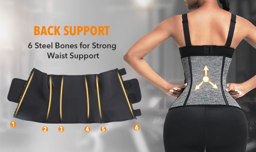 BOSSELI SHAPEWEAR Neoprene Waist Trainer 6 Steel Bones Single-Belt with Hooks Zipper