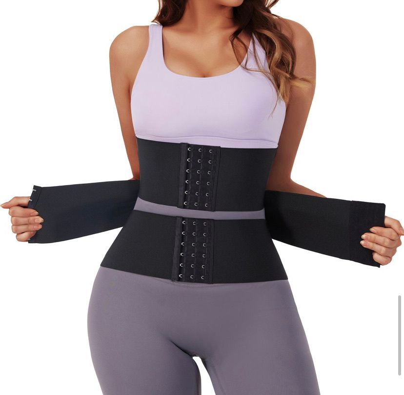 Three Pieces of Segmented Abdominal Binder Latex Tummy Wrap Waist Compression