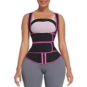 Pink 9 Bones Hooks Zipper Neoprene Waist Trainer Body Shaper Waist.