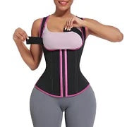 Pink 9 Bones Hooks Zipper Neoprene Waist Trainer Body Shaper Waist.