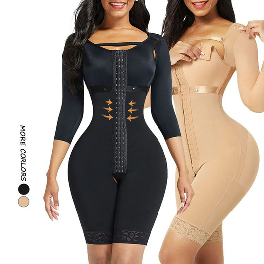Bosseli Shapewear Lace Trim Hourglass Post-surgical Body Shaper With Sleeves Good  Elastic.