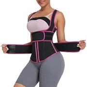 Pink 9 Bones Hooks Zipper Neoprene Waist Trainer Body Shaper Waist.
