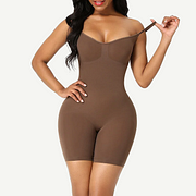 BOSSELI SHAPEWEAR Coffee Color Adjustable Sling Low Back Bodysuit Seamless knitting.