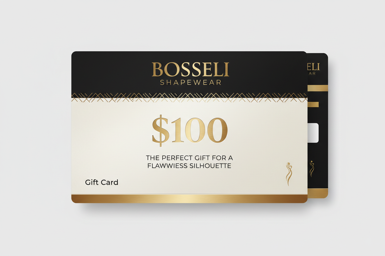 puedes generar una tarjeta de regalo que tenga el logo Bosseli Shapewear y la cantidad de 100 de compra