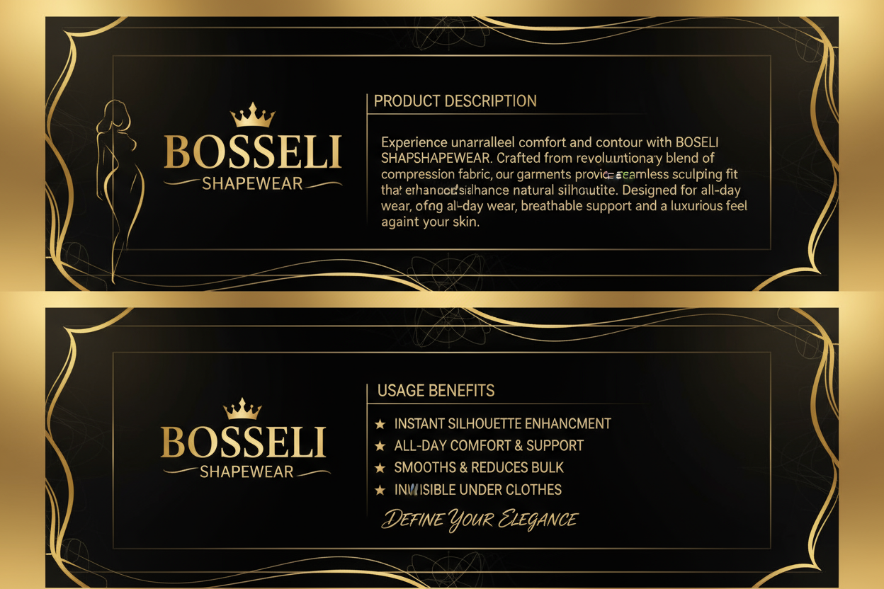 quiero general una descripción para la descripción de este producto y otra los beneficios para su uso. todo con mi marca y colores negro y dorado