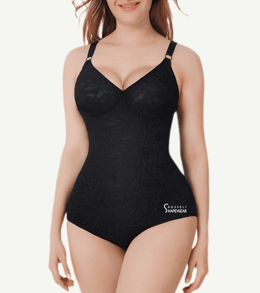 One-piece V-neck Abdominal Shaping Lace Bodysuit