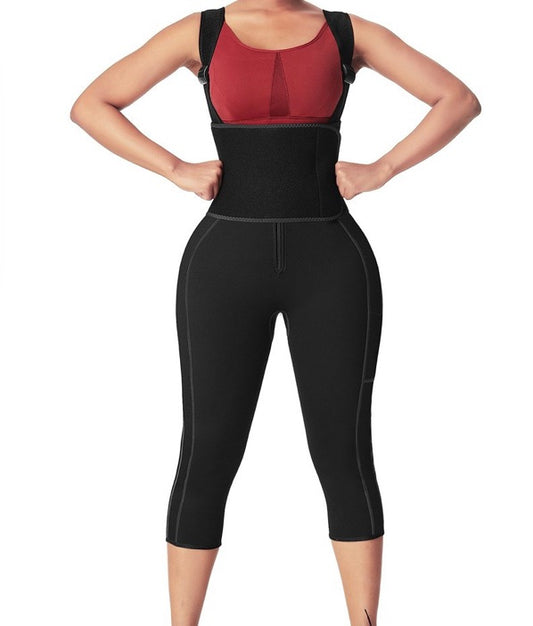 BOSSELI SHAPEWEAR Black Neoprene Adjustable Fitness Full Body Waist Trainer.