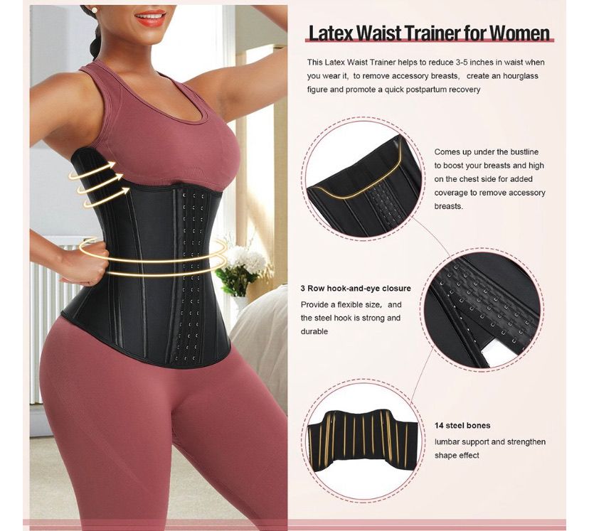 Latex Waist Trainer Women Tummy Control Waist with 14 Steel Bones