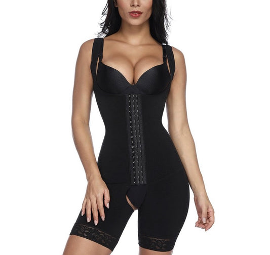 Black Hook Open Crotch Underbust Bodysuit