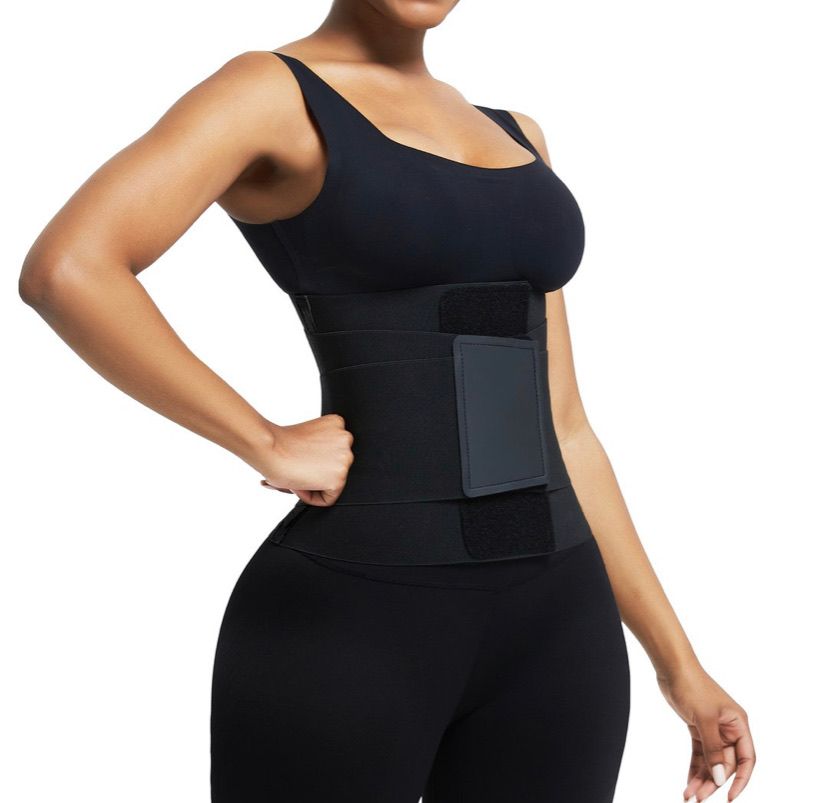 BOSSELI SHAPEWEAR Black Latex Waist Trainer 5 Plastic Bones Sticker Waist Trimmer Band.