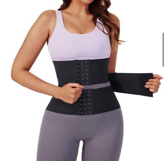 Three Pieces of Segmented Abdominal Binder Latex Tummy Wrap Waist Compression